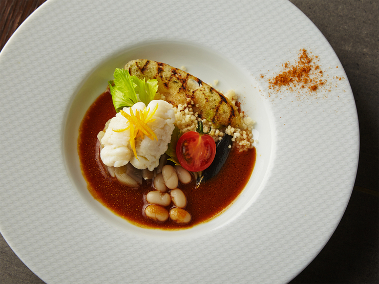 京都の代表的な食材「ハモ」とクスクスを使った季節限定の『ハモのポッシェのクスクス仕立て』