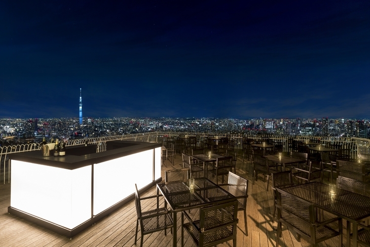 「東京スカイツリー側テラス」からは、スカイツリーはもちろん、隅田川やお台場の湾岸エリアを眺めることができます