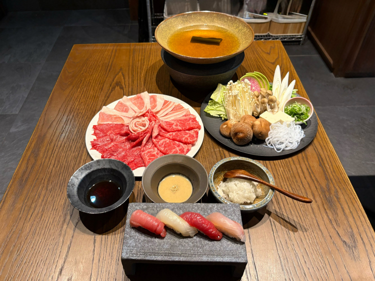 ランチ「黒毛和牛＆茨城県産豚肉しゃぶしゃぶ×寿司」5,940円