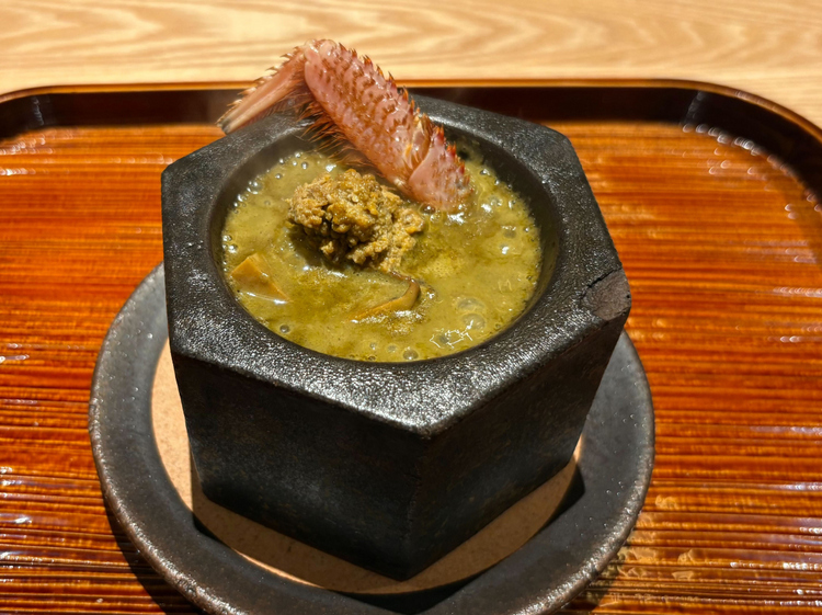 「毛蟹、鮑」