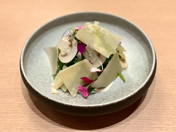 ｜前菜：『マイクロリーフのサラダ 24ヶ月熟成パルメザンチーズ』