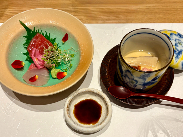 向附『旬鮮魚 お造り』／温物『季節の茶碗蒸し』