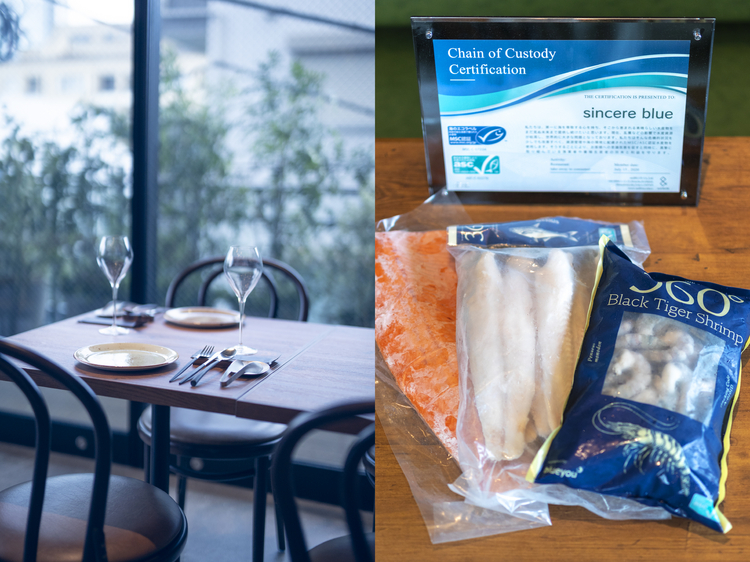 【シンシア・ブルー】では、信頼性の高い国際認証を取得したサステナブル・シーフード、そして未利用魚を使った料理をバイキングスタイルで提供